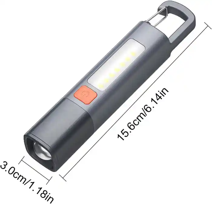 Mini Portable LED Flashlight USB Rechargeable With Hook Zoomable Torch
